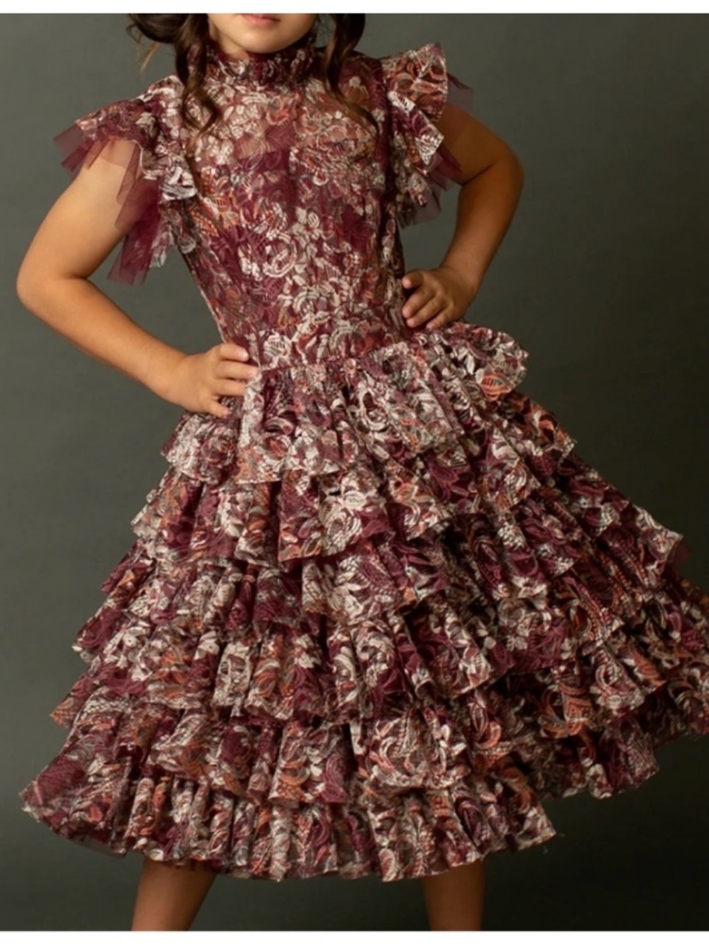 Joyfolie Anouk Petticoat Dress in Currant Floral (Girls 14)